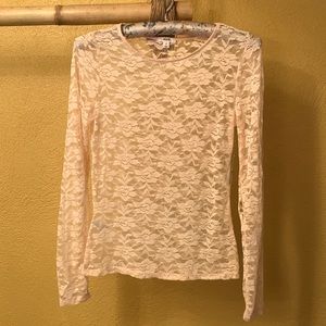 Pink Lace Long Sleeve Shirt, Size Small, NWT